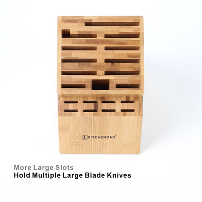 Deluxe Eco-Friendly Bamboo Knife Holder Large Blade Kitchen 20 Slot Wooden Knife Block