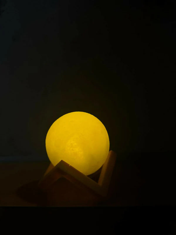 3D Moon Lamp with Plastic Stand | Warm LED Night Light for Home & Bedroom Decor